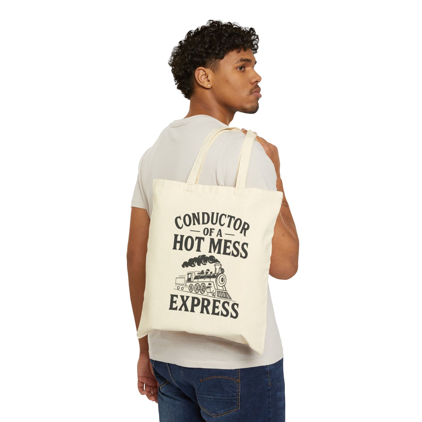 Conductor of a Hot Mess Tote Bag, Funny Tote, Gift for Moms, Eco-Friendly Shopping Bag, Train Lover, Everyday Purse