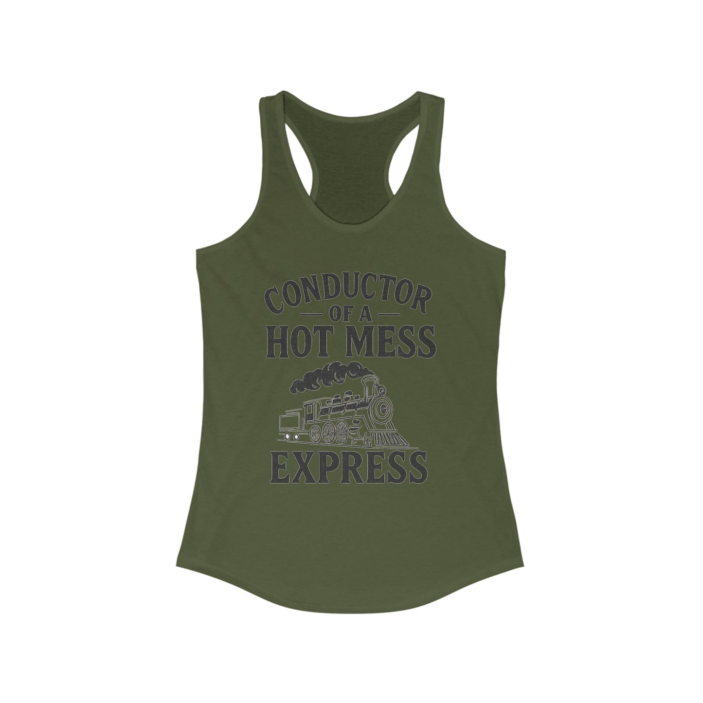 Conductor of a Hot Mess Express Tank, Fun Women's Racerback, Humorous Workout Top, Summer Beachwear, Gift for Moms, Unique Funny Tank
