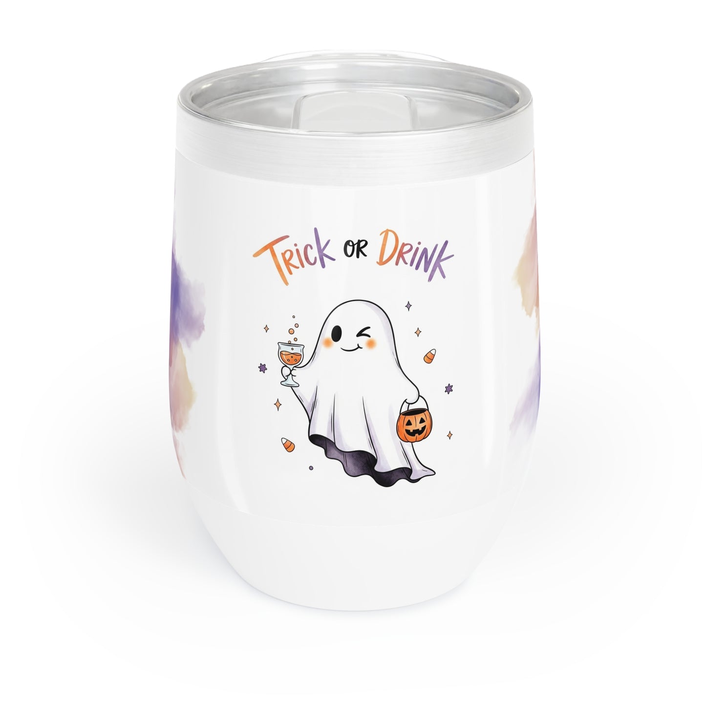 Halloween Ghost Wine Tumbler, Chill Wine Cup, Trick or Drink Insulated Mug, Fall Party Gifts, Cute Wine Lover Accessories