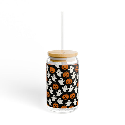 Halloween Ghosts Sipper Glass - 16oz Drinkware, Ideal for Parties, Kids, and Fall Celebrations, Trick or Treat, Autumn Decor