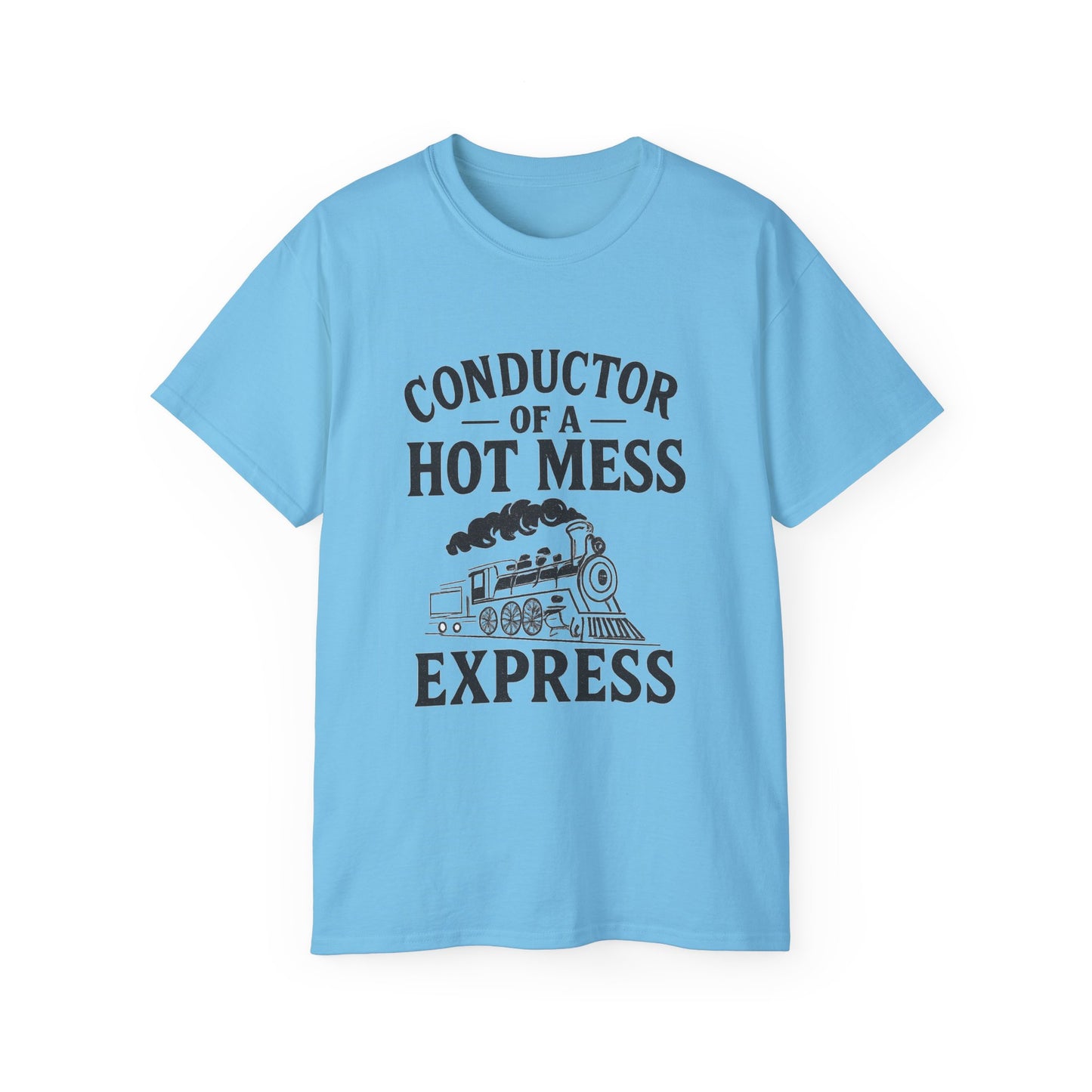 Conductor of a Hot Mess Express Tee, Fun Graphic T-Shirt, Gift for Train Lovers, Humorous Apparel, Unisex Cotton Tee